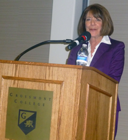 Congresswoman Susan Davis speaks at Grossmont College on Monday evening, Oct. 22, 2013