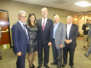 Mayoral candidate Kevin Faulconer (middle) is supported by, from left, Jewish community members Charles Wax, Audrey Jacobs, Steve Cushman and Brian Seltzer